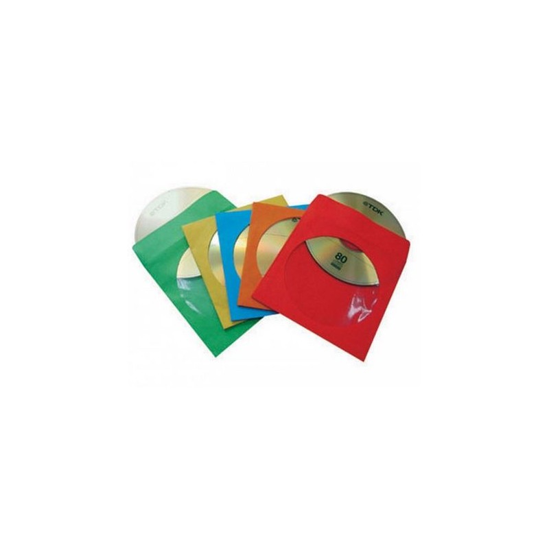 Buste Porta CD/DVD di Carta Colorata con Oblò e Aletta 100 pz