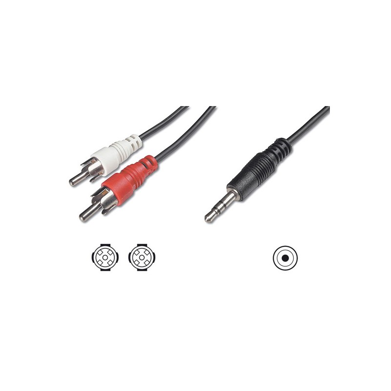 CAVO STEREO -1 CONNETTORE 3.5 MM./ 2 CONNETTORI CINCH (RCA) MASCHIO MT.3MT