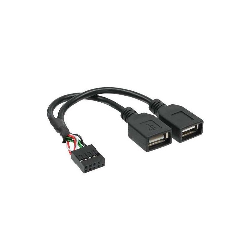 Cavo USB 2.0 Interno, terminale 4+5pin femmina a 2x Type A femmina, 0,4m