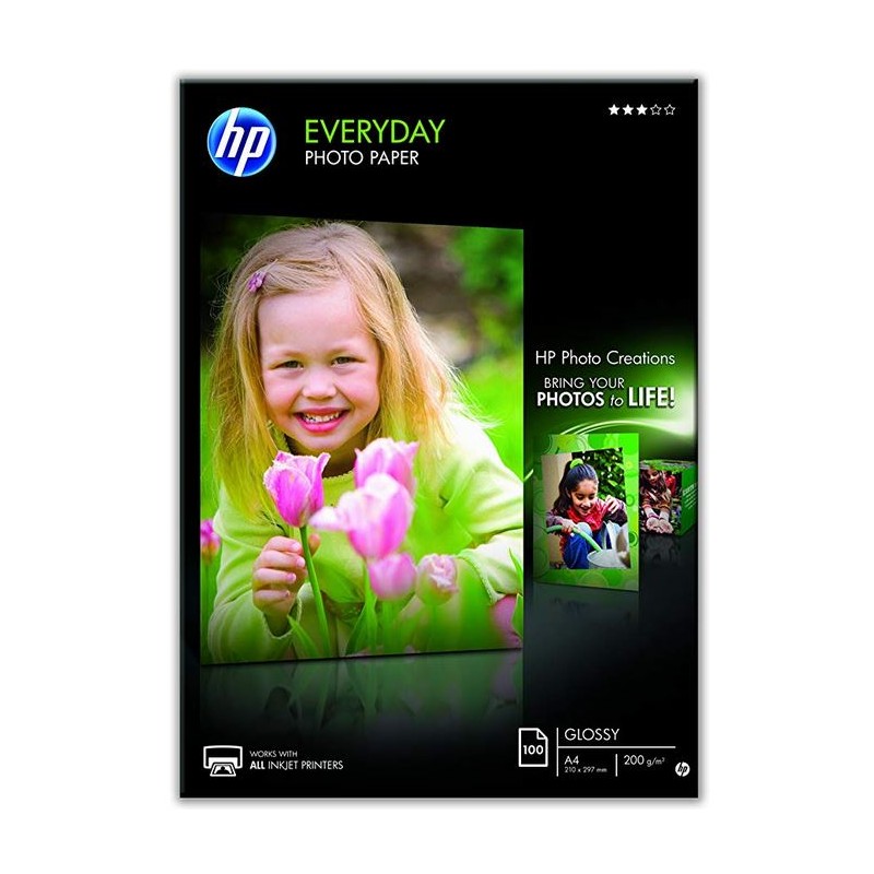 Confezione da 100 fogli carta fotografica lucida HP Everyday A4/210 x 297 mm