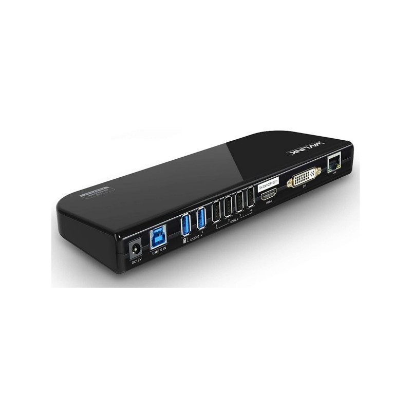 Docking station Universale per Laptop USB 3.0 HDMI e DVI/HDMI/VGA, Gigabit Ethernet, Audio, 6 Porte USB - Orizzontale