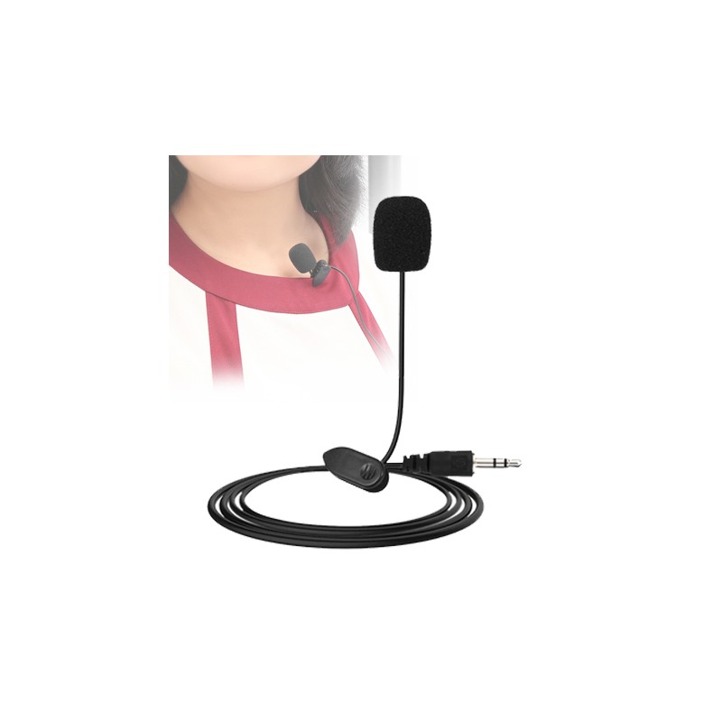 MICROFONO - con cavo lungo 1,4Mt , Jack 3,5 mm stereo ,  clip per fissarlo sul proprio indumento.