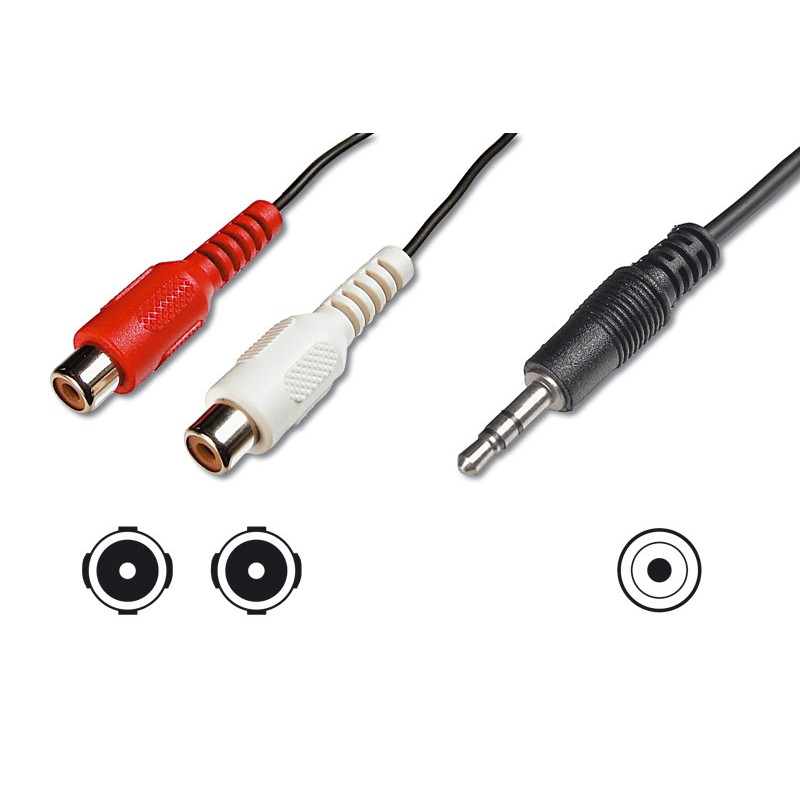 ADATTATORE SDOPPIATORE AUDIO STEREO 3,5MM MASCHIO - 2XRCA FEMMINA MT. 1,50