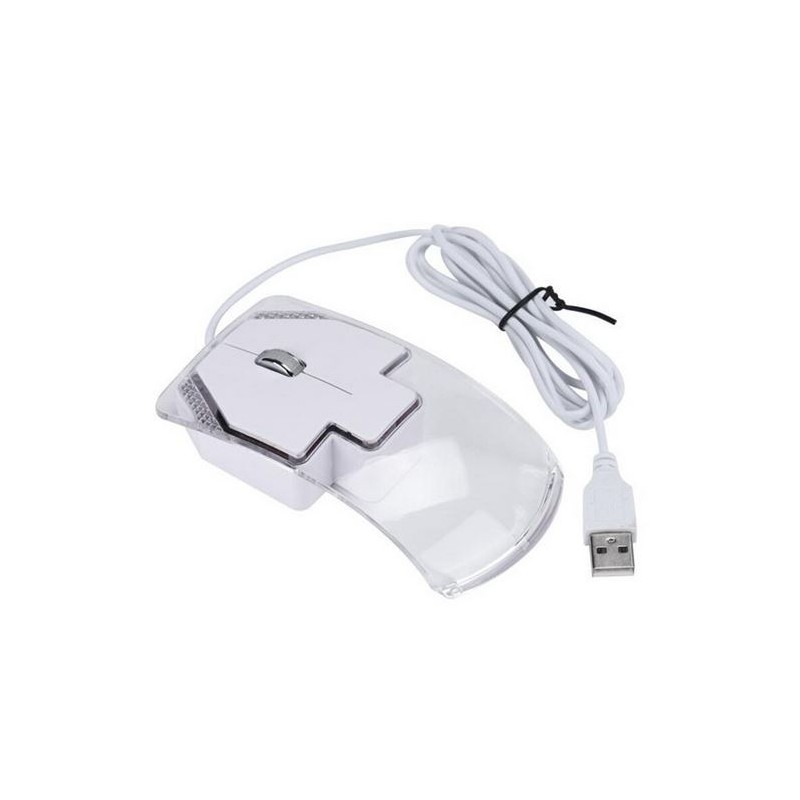 Mouse ottico 1600 DPI USB LED BIANCO con cavo 1,25Mt