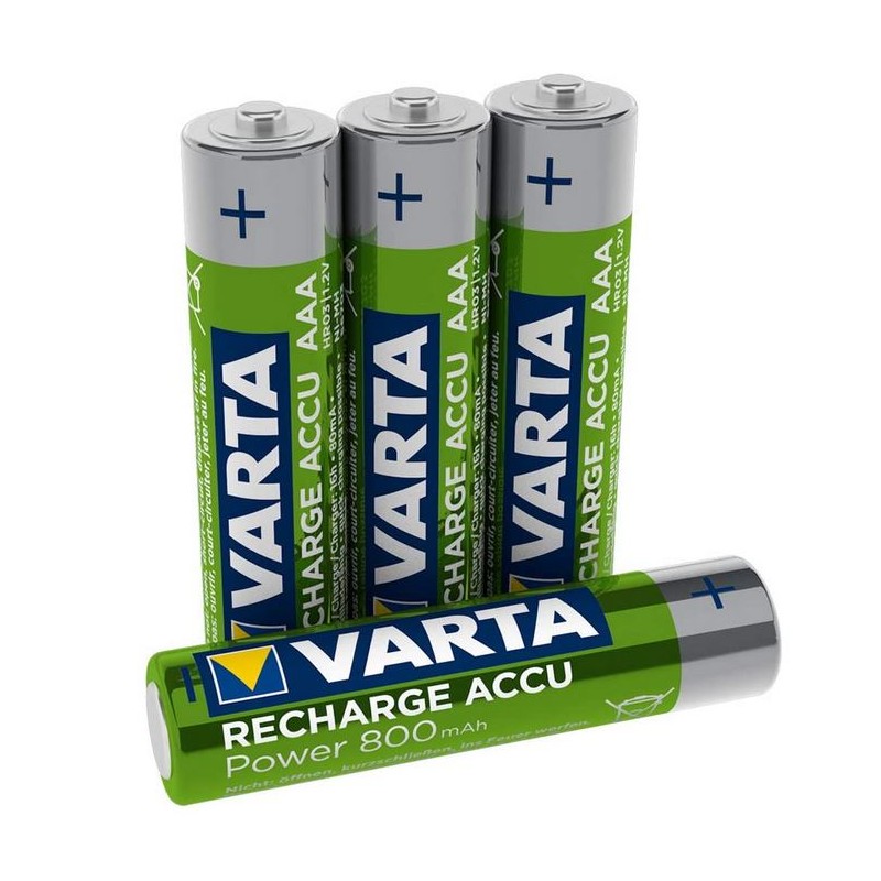 RIC MINISTILO - Varta Rechargeable Accu Power 800mAh Pile Ricaricabili Ministilo AAA - Blister 4 Batterie
