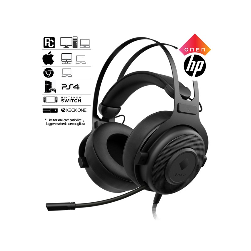 AUDIO - Cuffie Gaming HP OMEN Blast - Jack 3,5mm  3 canali ( Audio e Mic ) + Adattatore USB per colelgarle ad un PC Fisso. Con j