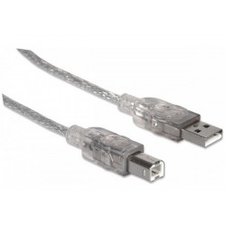 CAVO USB -  2.0 A-B M-M 3Mt Stampante trasparente