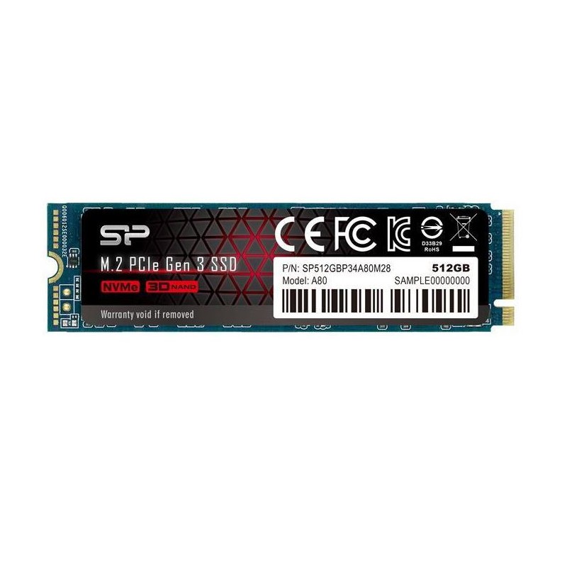 MEMORIA DATI - Silicon Power P34A80 M.2 512 GB PCI Express 3.0 SLC NVMe