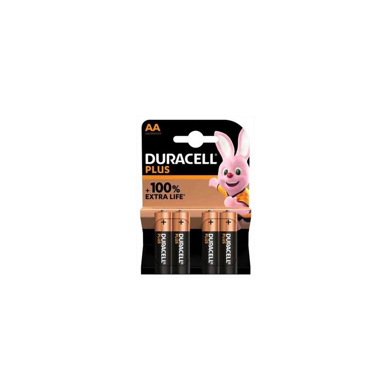 BATTERIE STILO - DURACELL PLUS 100 STILO 4 PEZZI AA 1,5V