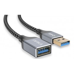 CAVO USB - Prolunga USB 3.0 con connettori in Alluminio , guaina in nilon telato  2MT