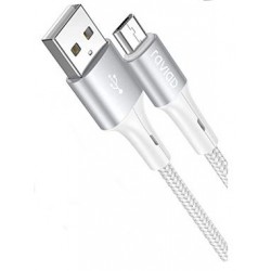CAVO USB - Cavo Micro USB nylon Intrecciato USB2.0 A M/MicroB M 2m Argento 5V 3A