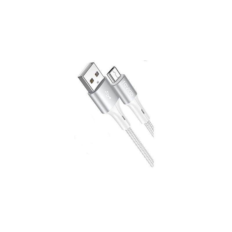 CAVO USB - Cavo Micro USB nylon Intrecciato USB2.0 A M/MicroB M 2m Argento 5V 3A