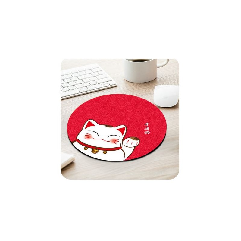 Mouse Pad tondo con stampa di alta qualita\' e spugna ad alta densita\' : GATTO DELLA FORTUNA