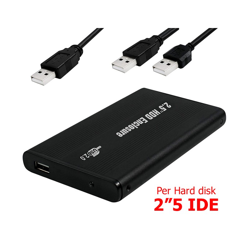 BOX ESTERNO HDD USB 2.0 per hard disk IDE 25 , in alluminio , colore nero