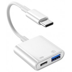 CAVO USB -  OTG , USB.C Maschio a 1 porta USB 3.0 tipo A , e una porta USB.C per collegamento dell\' alimentaizone esterna