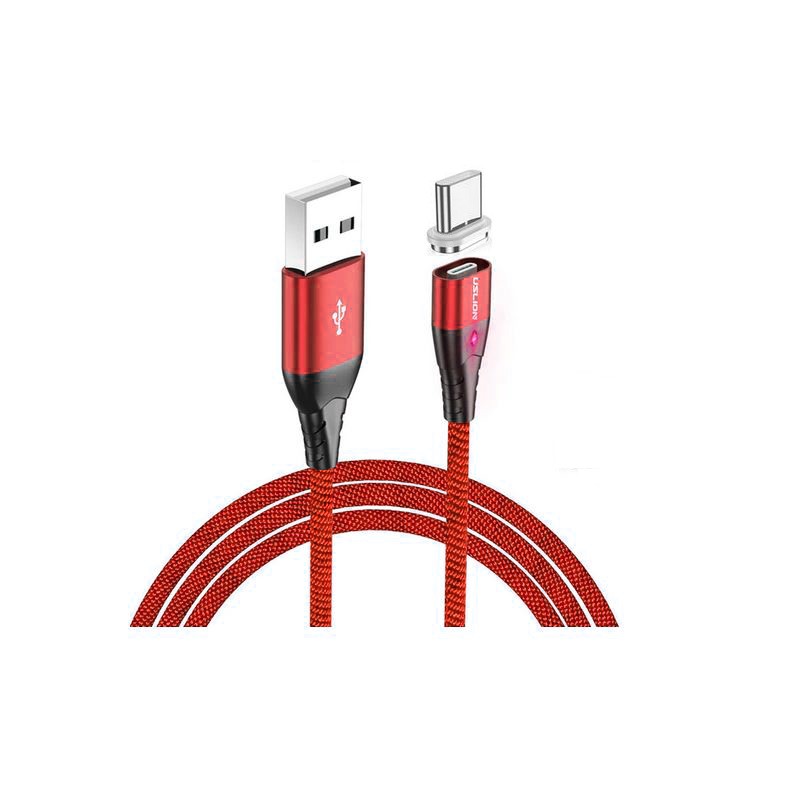 Cavo USB C con testa magnetica in metallo - telato - led di stato 1MT ROSSO