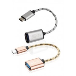 USB C - CAVO ADATTATORE USB 3.0 OTG CONNETTORI USB C MASCHIO - USB A FEMMINA, 15 CM argento o oro