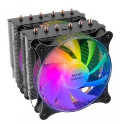 RADIATORE CPU - Mars Gaming MCPU-XT Nero  Doppia Torre, 6 Heatpipes HCT, TDP 300W, 2 Ventole ARGB PWM 12 cm