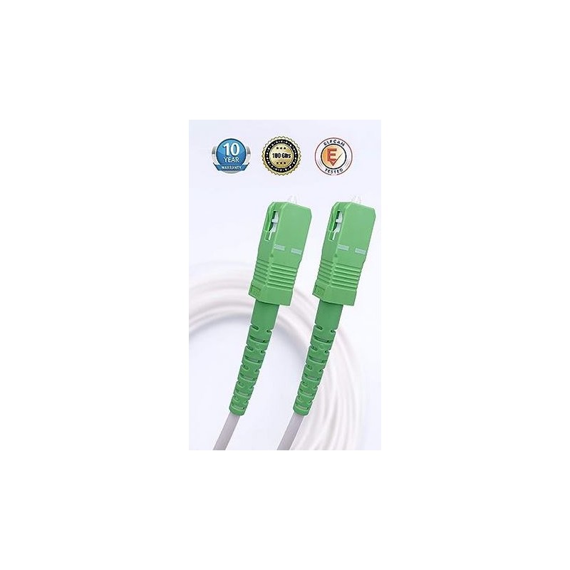 CAVO OTTICO - 2m Cavo Fibra Ottica SC/APC per SC/APC Simplex Monomodale9/125µm LSZH, Bianco/Verde, 2M