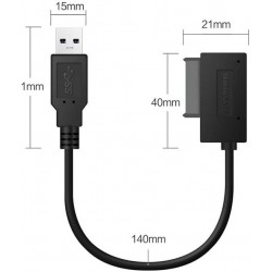 CAVO USB 3.0 - Adattatore SATA  Slimline di 13Pin per collegare DVD del laptop - 20CM