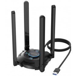 SCHEDA DI RETE USB -Adattatore WiFi 6E Potente AX5400, Scheda di Rete Wireless con 2,4/5/6GHz, Driver Integrato, 4 Antenne da 5d