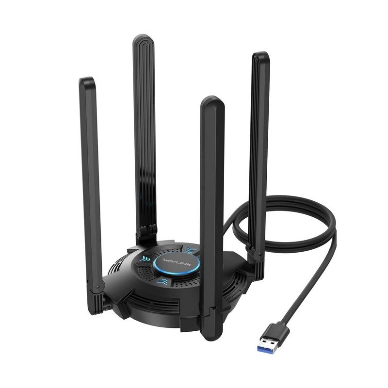 SCHEDA DI RETE USB -Adattatore WiFi 6E Potente AX5400, Scheda di Rete Wireless con 2,4/5/6GHz, Driver Integrato, 4 Antenne da 5d