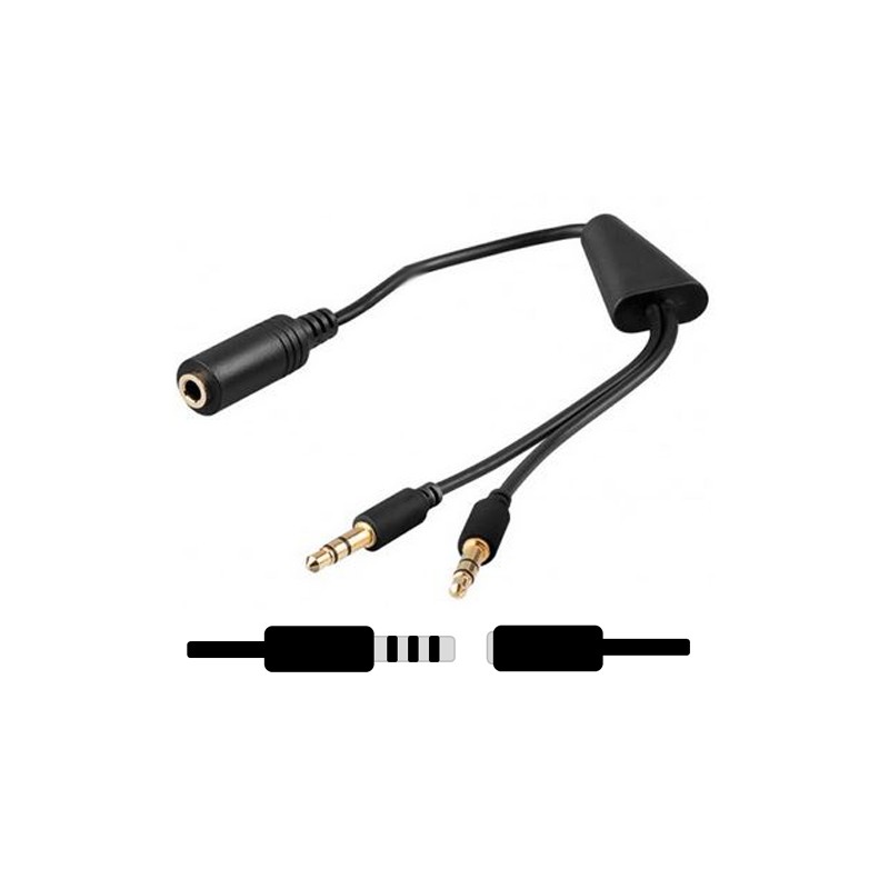 Adattatore per collegare cuffie 3 pin , Tablet, Smathphone , IPad. ( separa Audio da Microfono )