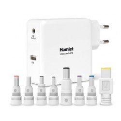 ALIMENTATORE - 65W Compatto , Hamlet , 1 USB 5V 2.1A, multi connettore